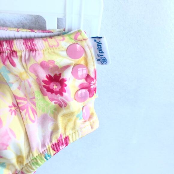 i Play. Baby Girl Snap Swim Diaper, Floral, 12m - Picture 2 of 5